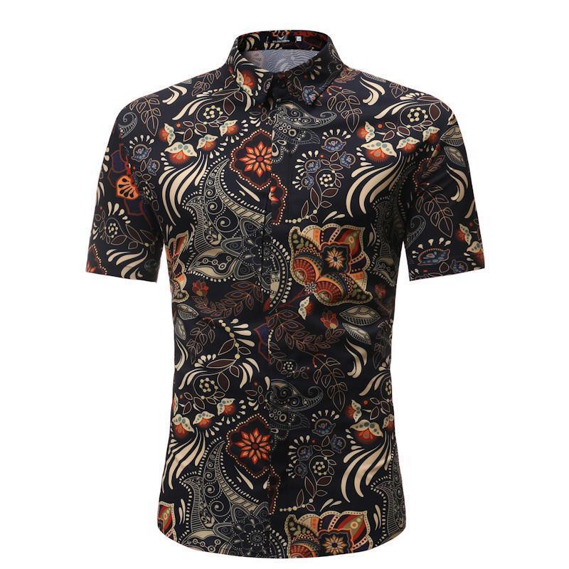 Hommes Chemise Été Style Palm Tree Print Beach Hawaiian