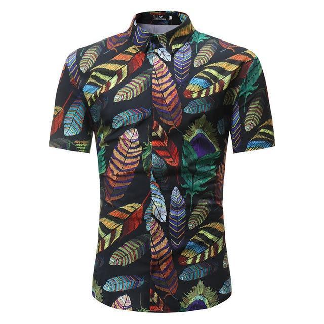 Hommes Chemise Été Style Palm Tree Print Beach Hawaiian