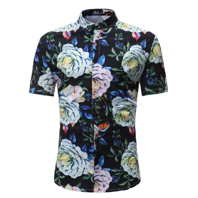 Hommes Chemise Été Style Palm Tree Print Beach Hawaiian