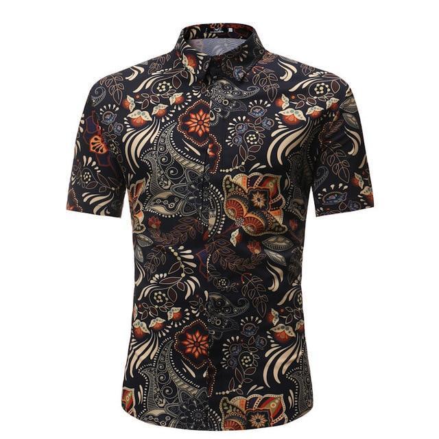 Hommes Chemise Été Style Palm Tree Print Beach Hawaiian