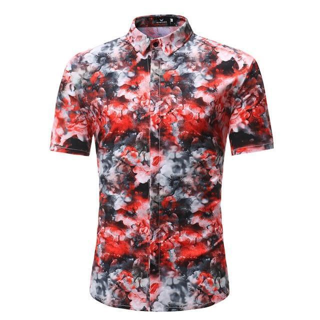 Hommes Chemise Été Style Palm Tree Print Beach Hawaiian