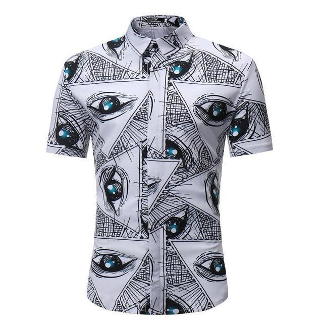 Hommes Chemise Été Style Palm Tree Print Beach Hawaiian