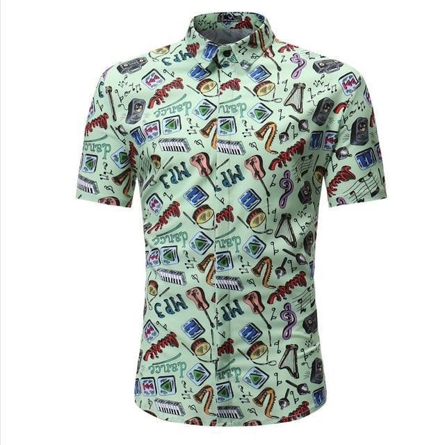 Hommes Chemise Été Style Palm Tree Print Beach Hawaiian