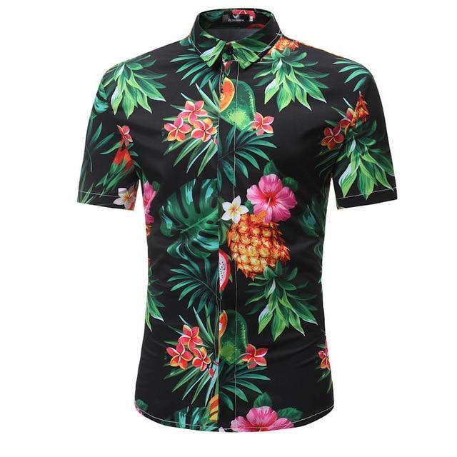 Hommes Chemise Été Style Palm Tree Print Beach Hawaiian