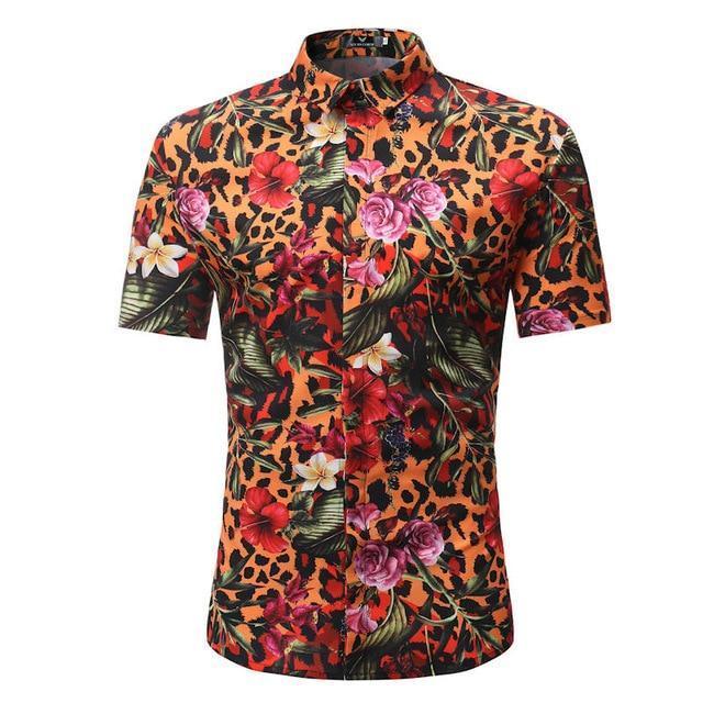 Hommes Chemise Été Style Palm Tree Print Beach Hawaiian