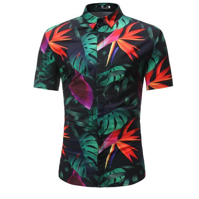 Hommes Chemise Été Style Palm Tree Print Beach Hawaiian