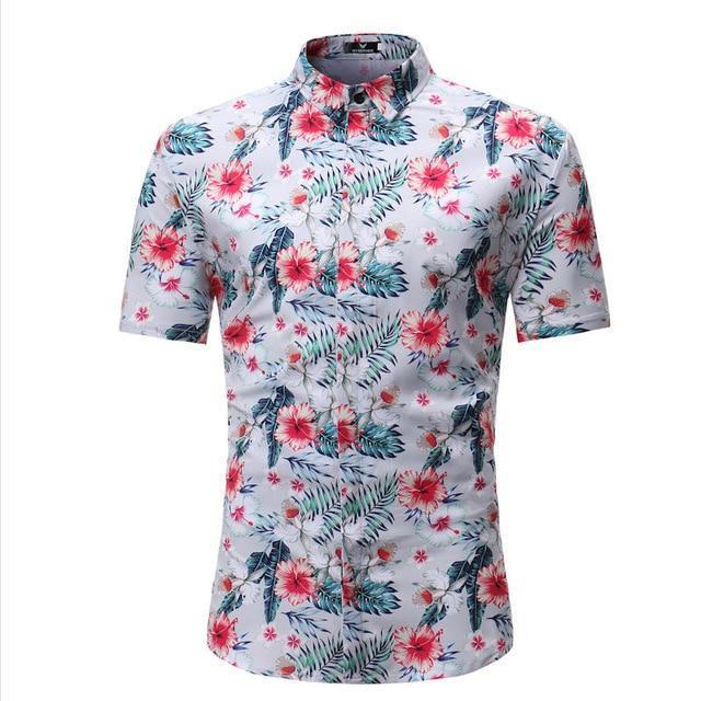 Hommes Chemise Été Style Palm Tree Print Beach Hawaiian