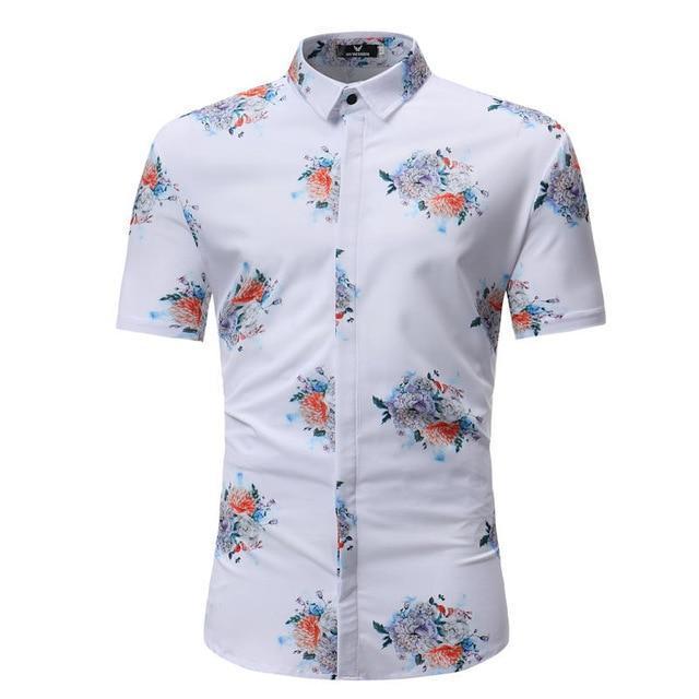 Hommes Chemise Été Style Palm Tree Print Beach Hawaiian
