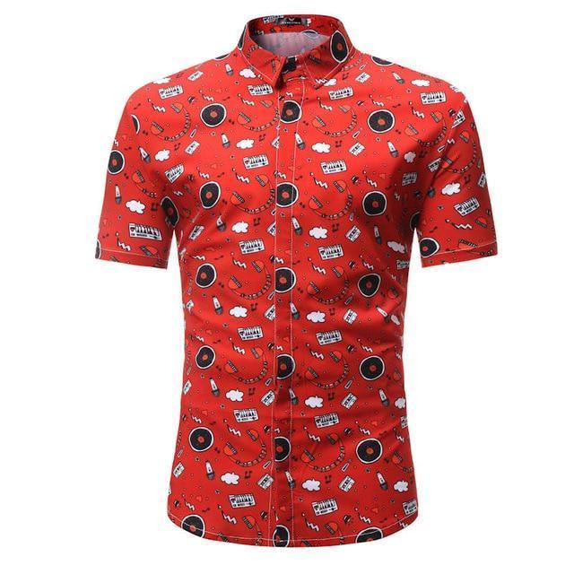 Hommes Chemise Été Style Palm Tree Print Beach Hawaiian