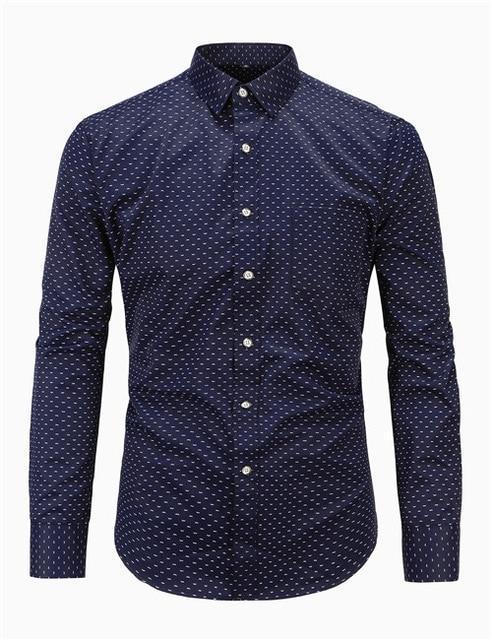 Printemps Nouveau Hommes Coton Imprimé Slim Fit À Manches Longues