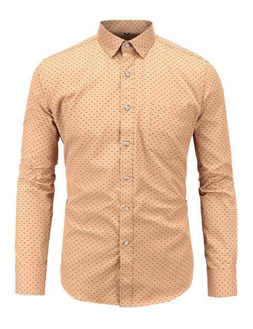 Printemps Nouveau Hommes Coton Imprimé Slim Fit À Manches Longues