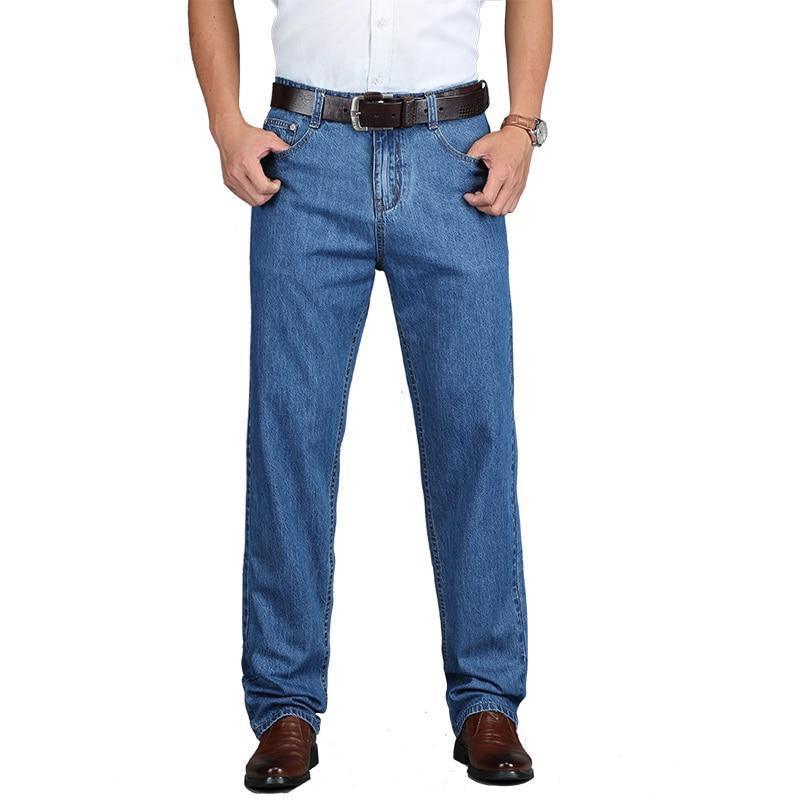 Cotton Summer Men Classic Blue Jeans Straight