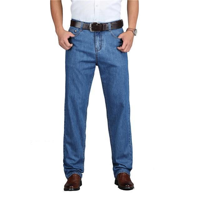 Cotton Summer Men Classic Blue Jeans Straight