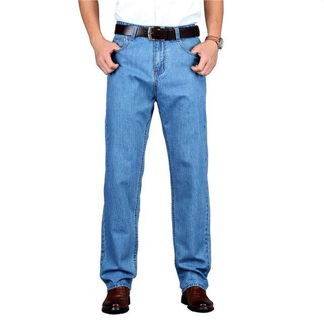 Cotton Summer Men Classic Blue Jeans Straight