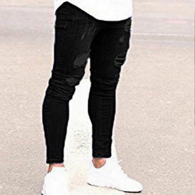 Oeak Mens Solid Color  Jeans New Fashion Slim  Pencil