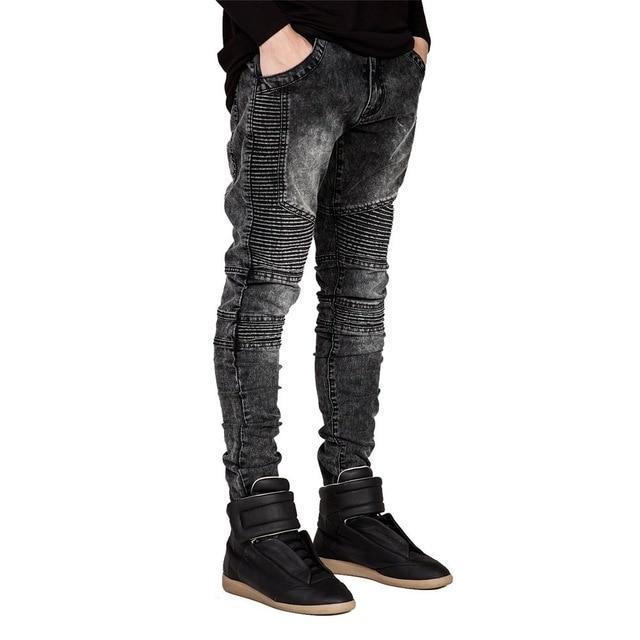 Men Jeans Runway Slim Racer Biker Jeans Fashion