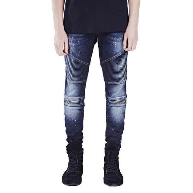 Men Jeans Runway Slim Racer Biker Jeans Fashion