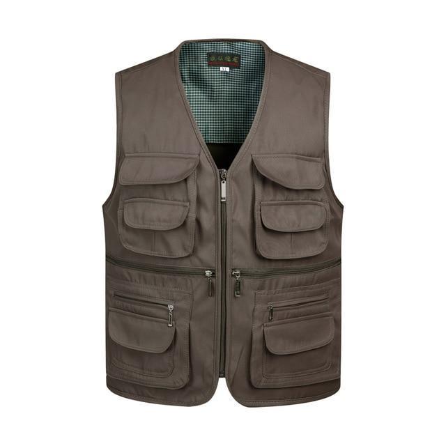 Men Multi-Pocket Classic Waistcoat Male Sleeveless