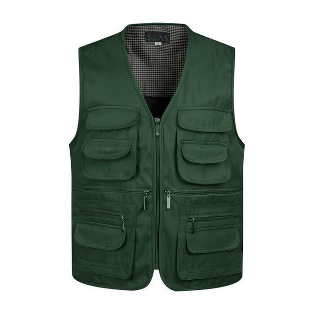 Men Multi-Pocket Classic Waistcoat Male Sleeveless