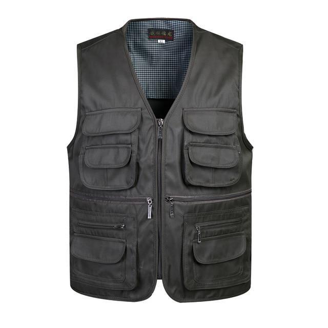 Men Multi-Pocket Classic Waistcoat Male Sleeveless