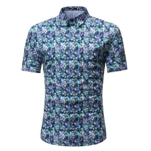 Men Shirt Summer Style Palm Tree Print Beach Hawaiian