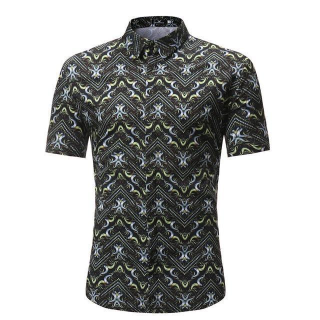 Men Shirt Summer Style Palm Tree Print Beach Hawaiian