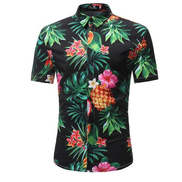 Men Shirt Summer Style Palm Tree Print Beach Hawaiian