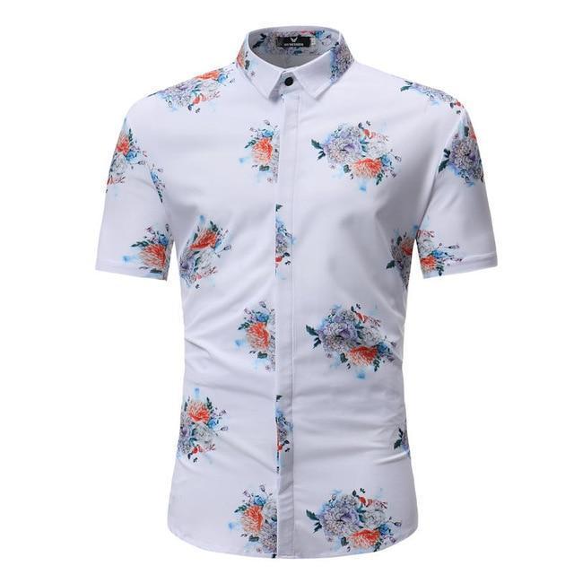 Men Shirt Summer Style Palm Tree Print Beach Hawaiian