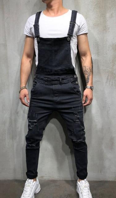 Fashion Men's Ripped Jeans Jumpsuits Hi Street Distressed