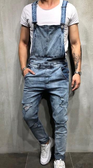 Fashion Men's Ripped Jeans Jumpsuits Hi Street Distressed