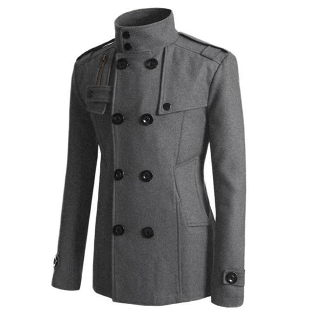 NEW Men Winter Warm Trench Woolen Coat Slim Fit