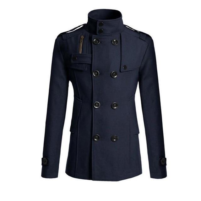 NEW Men Winter Warm Trench Woolen Coat Slim Fit