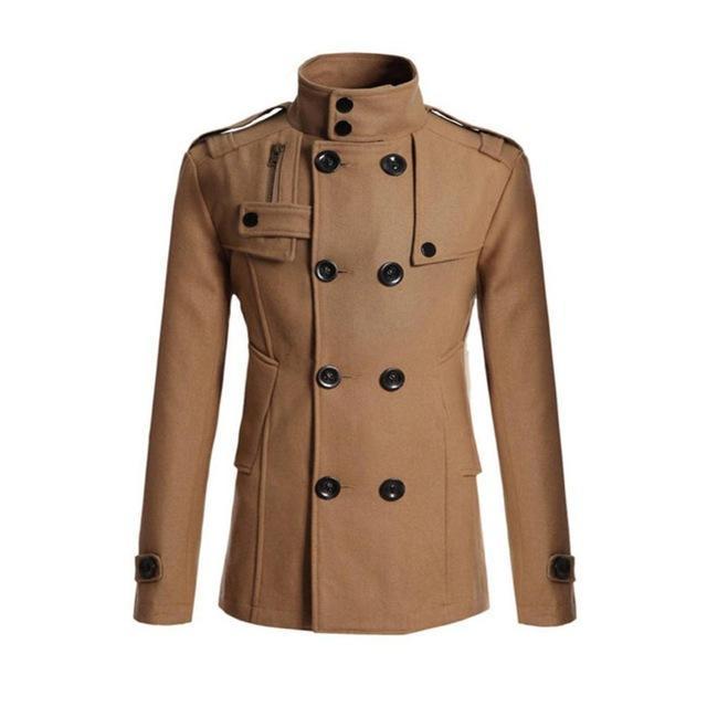 NEW Men Winter Warm Trench Woolen Coat Slim Fit