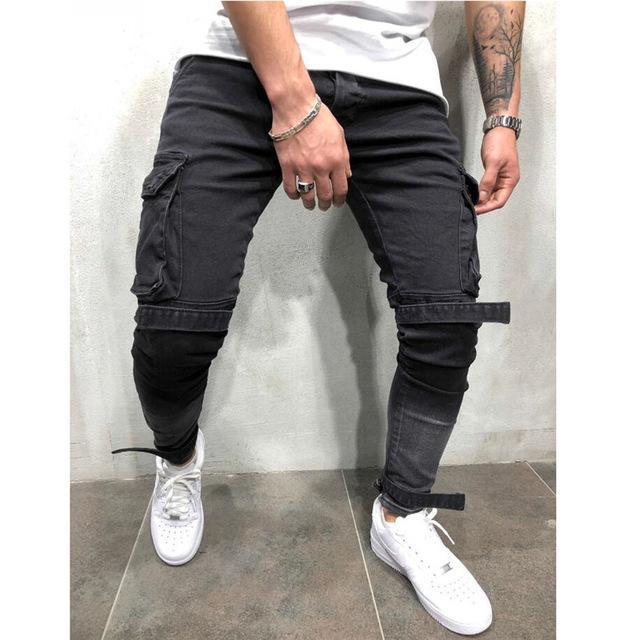 Men Stylish Ripped Jeans Pants Biker Slim