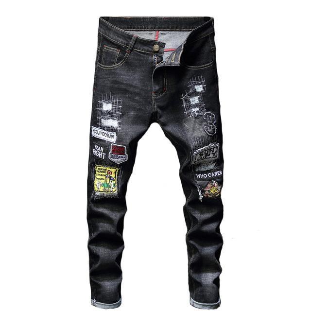 fashion new men's casual hole jeans