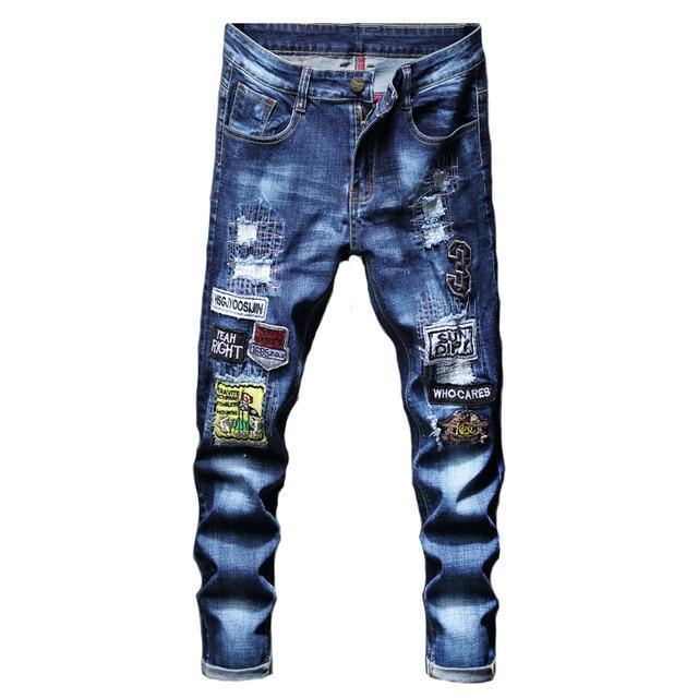 fashion new men's casual hole jeans