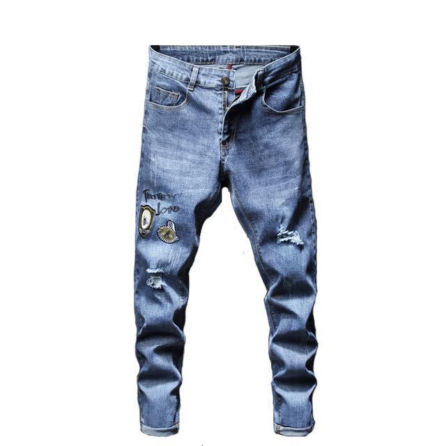 fashion new men's casual hole jeans