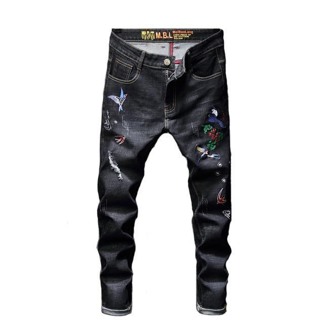 fashion new men's casual hole jeans