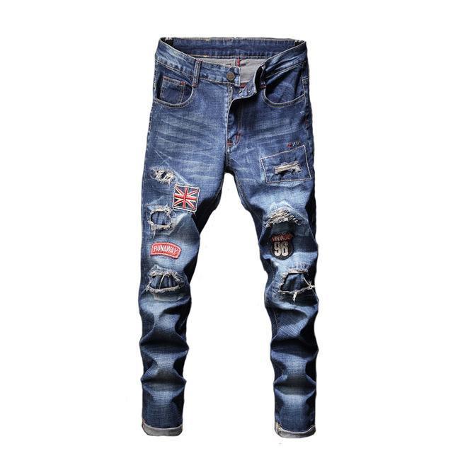 fashion new men's casual hole jeans