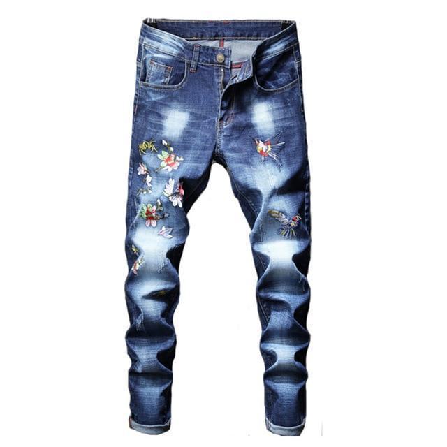 fashion new men's casual hole jeans