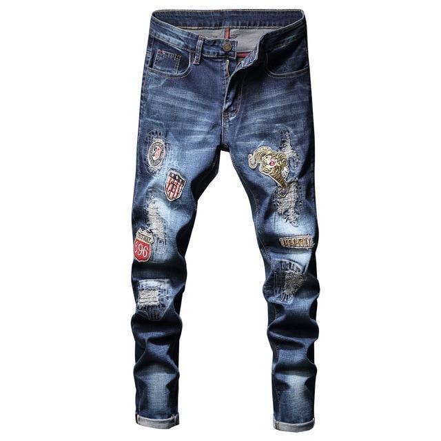 fashion new men's casual hole jeans