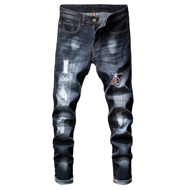 fashion new men's casual hole jeans