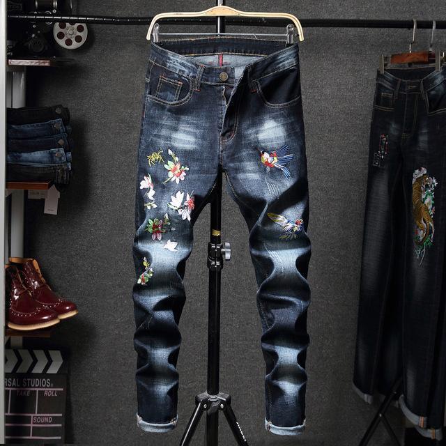 fashion new men's casual hole jeans