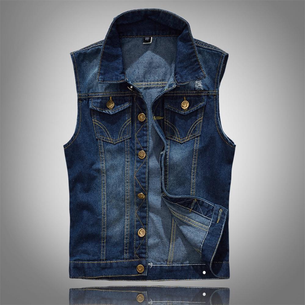 Cotton Jeans Sleeveless Jacket Vest Men