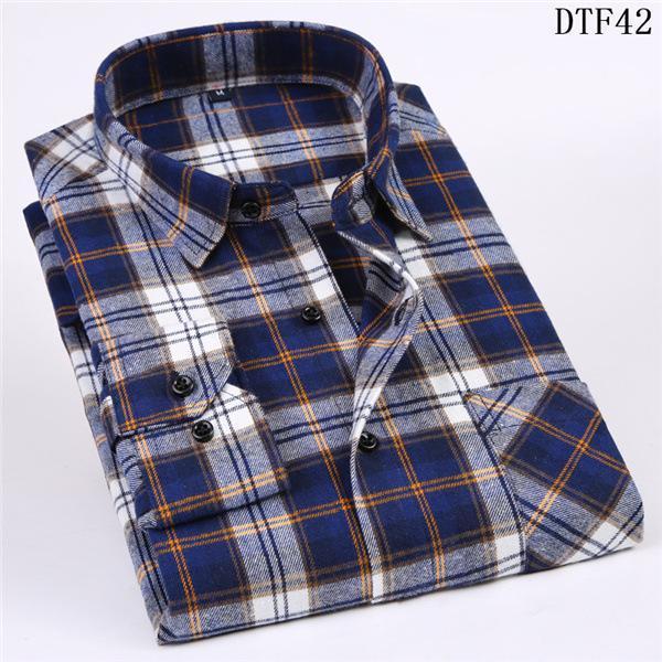 Men Flannel Plaid Shirt 100% Cotton Spring Autumn Casua