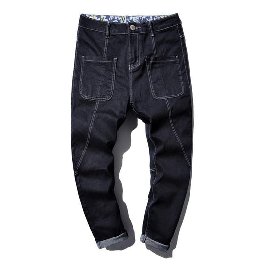 Men's Slim Harem Jeans New Fashion Men Solid Denim